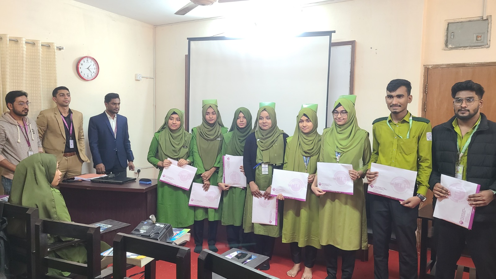 Certificate ceremony with students